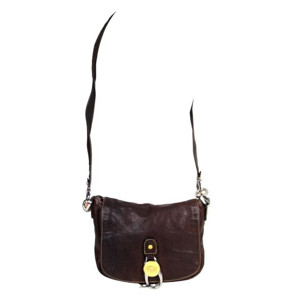 Ted Baker BROWN GENUINE LEATHER FLAP LOGO CROSSBODY SHOULDER BAG HANDBAG PURSE - Picture 1 of 16